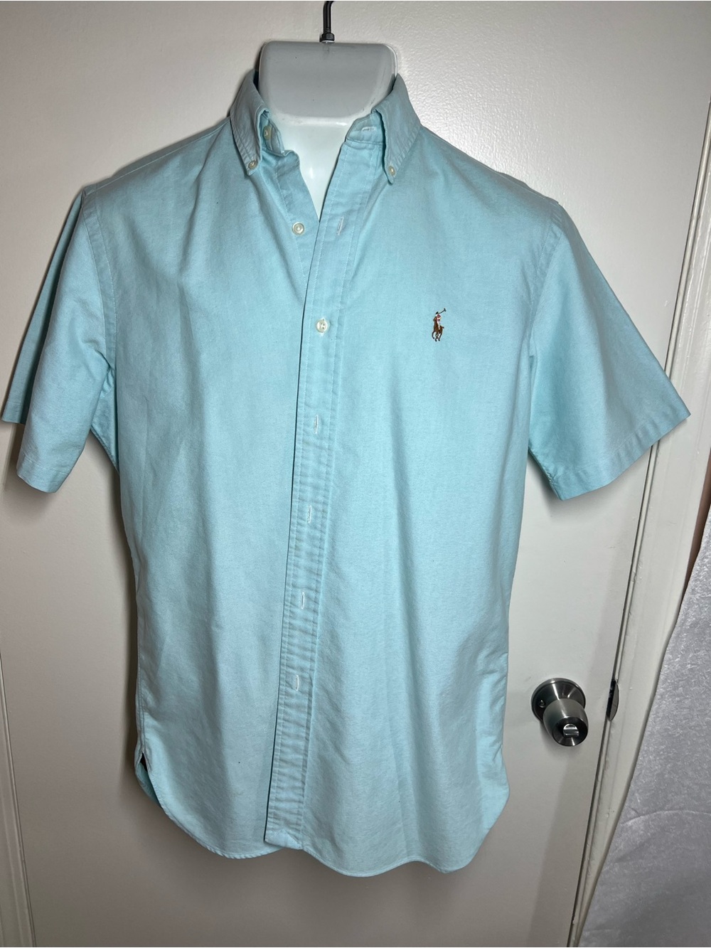 Ralph Lauren Light Aqua Short-Sleeve Oxford Button-Down Shirt